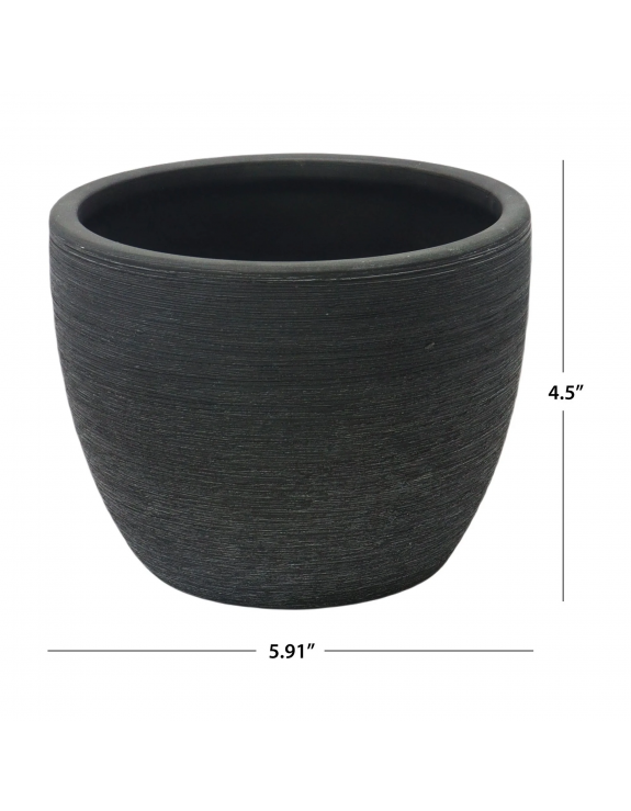 4.5" Textured Matte Ceramic Pot, Black