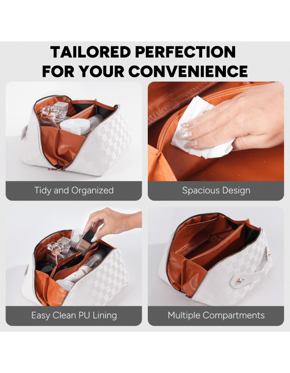 Travel Makeup Bag,Large Capacity Cosmetic Bags for Women,Waterproof Portable Pouch Open Flat Toiletry Bag Make up Organizer with Divider and Handle