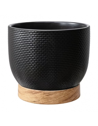 8.1 inch  Woven Black Ceramic Planter