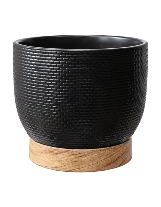 8.1 inch  Woven Black Ceramic Planter
