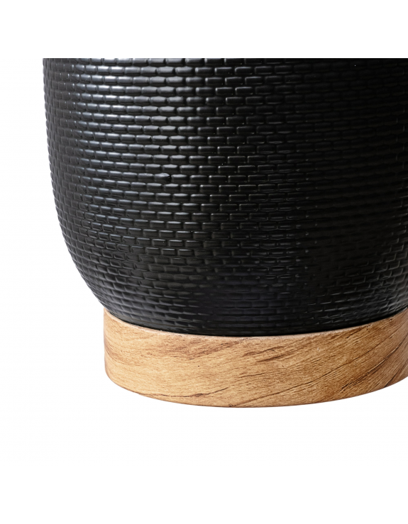 8.1 inch  Woven Black Ceramic Planter