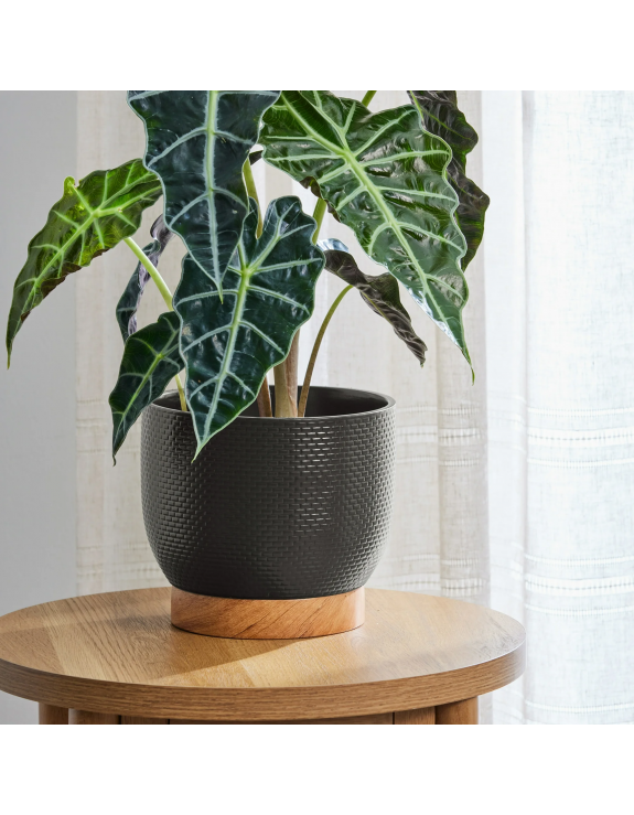 8.1 inch  Woven Black Ceramic Planter