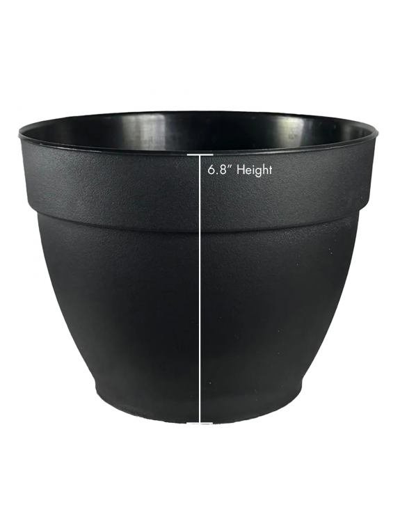 Recycled Plastic Planter, 8.6 inch Opening Diameter, Black Color