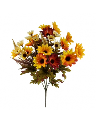 Indoor 19 inch Artificial Daisy Bush, Yellow and Orange Colors.